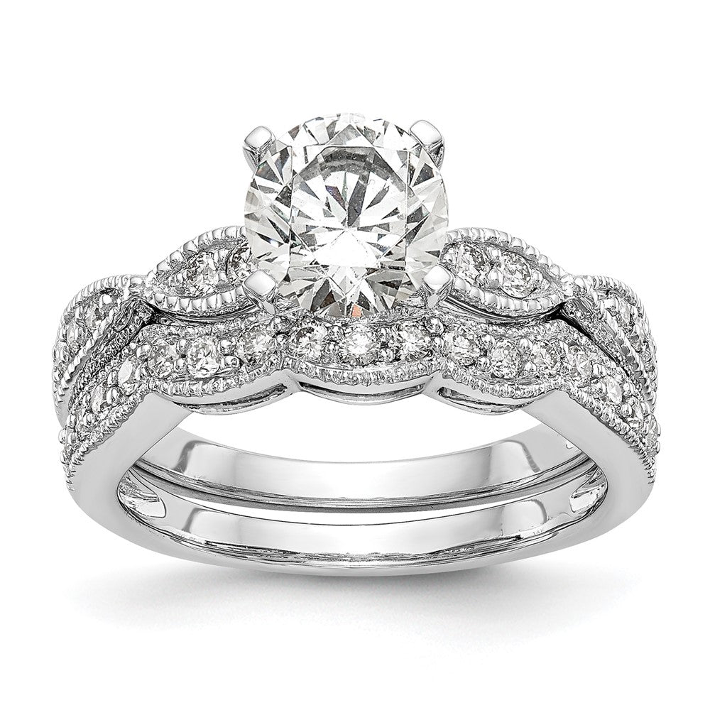 14K White Gold True Origin 1/6 Carat Lab Grown Diamond Vs D E F Semi Mount Round Engagement Ring