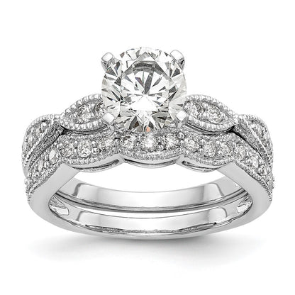 14K White Gold True Origin 1/6 Carat Lab Grown Diamond Vs D E F Semi Mount Round Engagement Ring