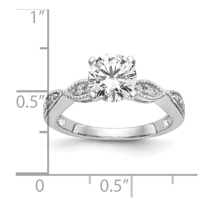 14K White Gold True Origin 1/6 Carat Lab Grown Diamond Vs D E F Semi Mount Round Engagement Ring