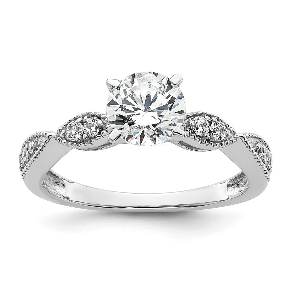 14K White Gold True Origin 1/6 Carat Lab Grown Diamond Vs D E F Semi Mount Round Engagement Ring