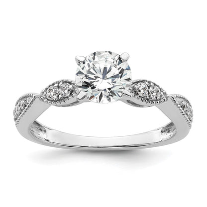 14K White Gold True Origin 1/6 Carat Lab Grown Diamond Vs D E F Semi Mount Round Engagement Ring