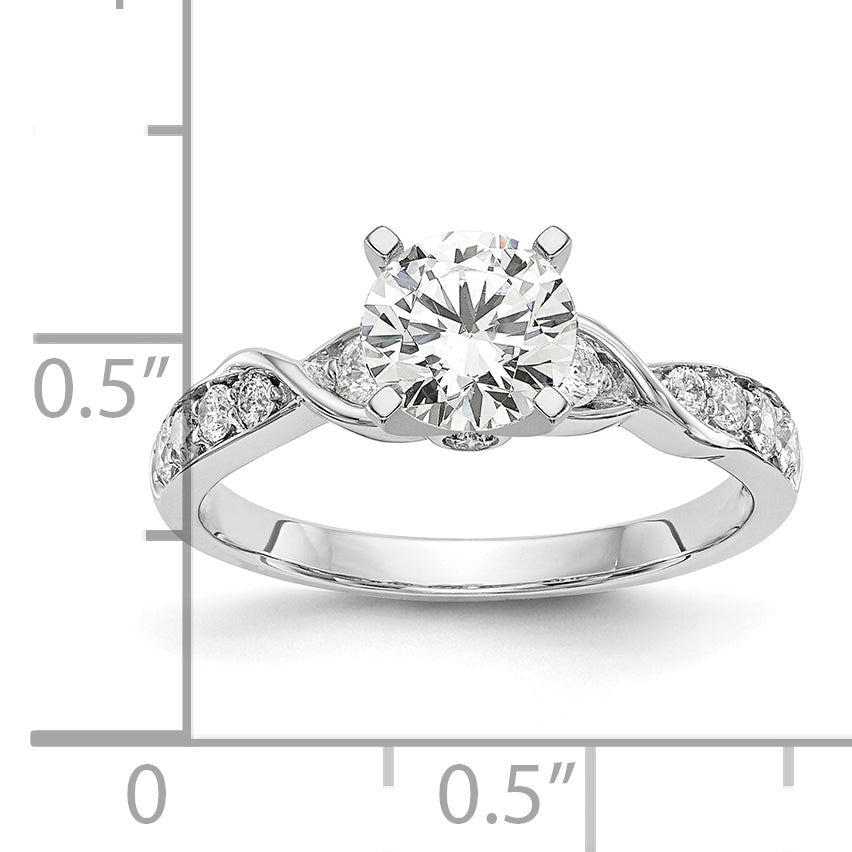 14K White Gold Lab Grown Diamond VS/SI FGH Peg Set Semi-mount Engagement Ring