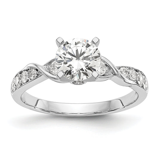 14K White Gold Lab Grown Diamond VS/SI FGH Peg Set Semi-mount Engagement Ring