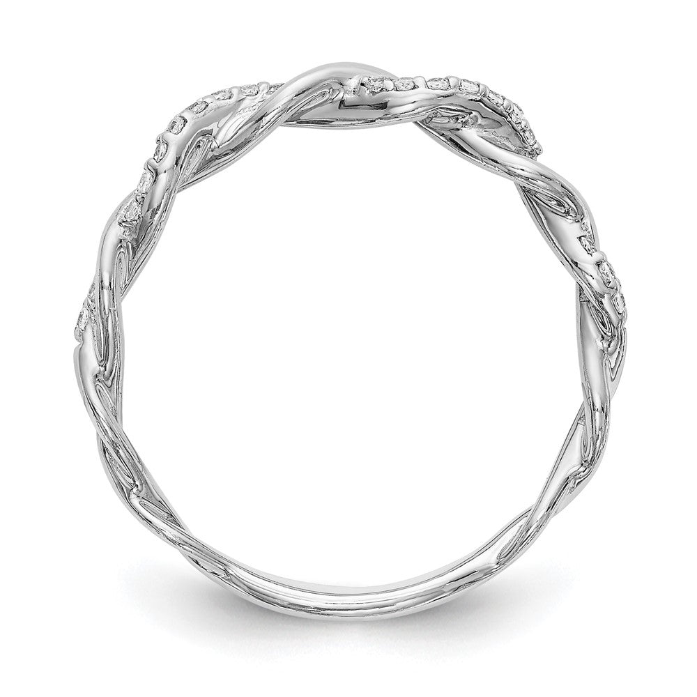 14k White Gold 1/8 Ct. Lab Grown Diamond VS/SI+ G+ Criss Cross Wedding Band Ring