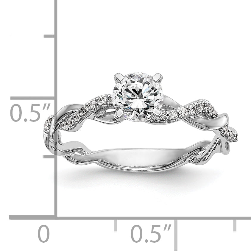 14k White Gold 1/10 Ct. Lab Grown Diamond VS/SI+ G+ Peg Set Criss Cross Engagement Ring