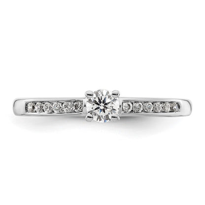 14k White Gold 1/3 Ct. Lab Grown Diamond VS/SI+ G+ Round Channel Set Shared Prong Engagement Ring