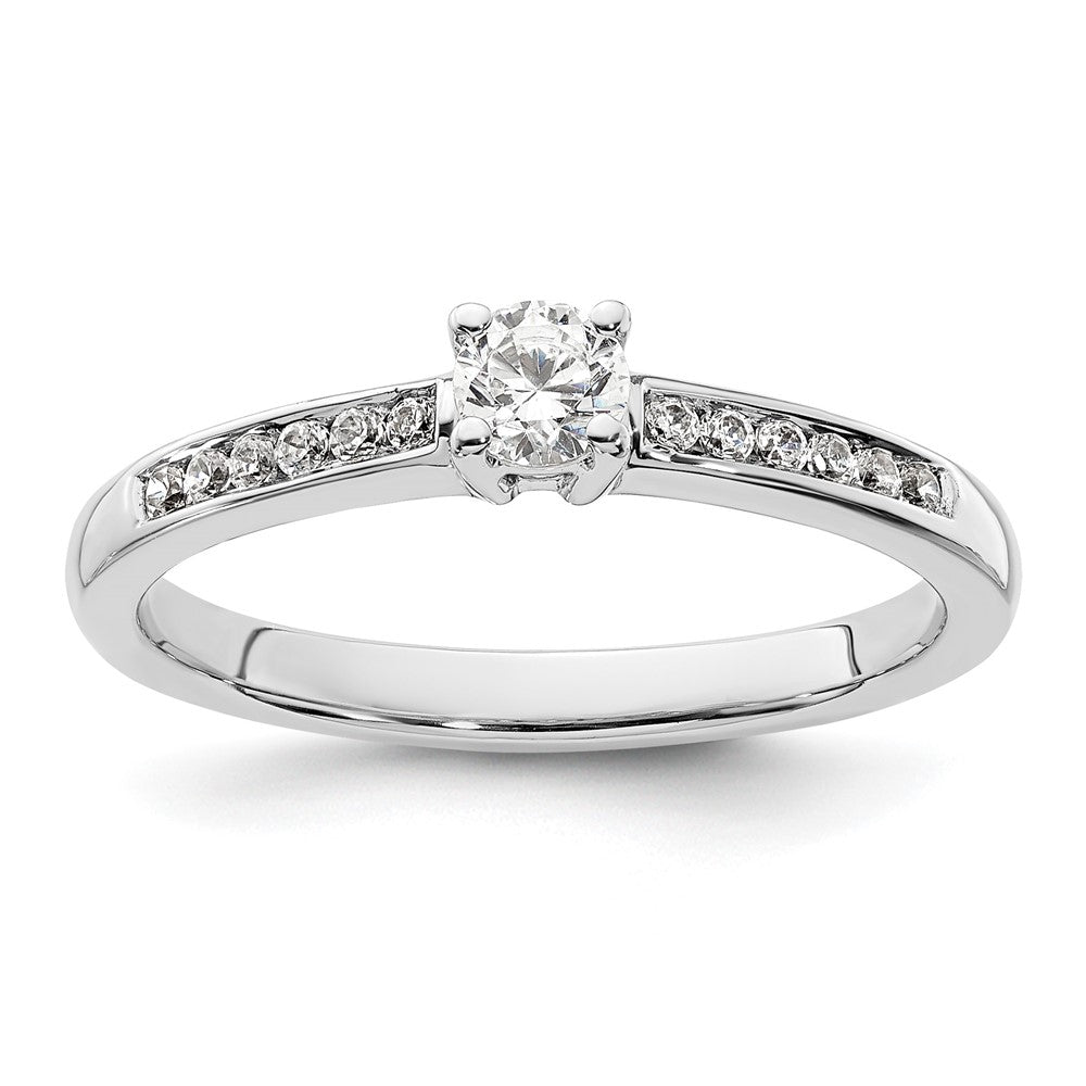 14k White Gold 1/3 Ct. Lab Grown Diamond VS/SI+ G+ Round Channel Set Shared Prong Engagement Ring