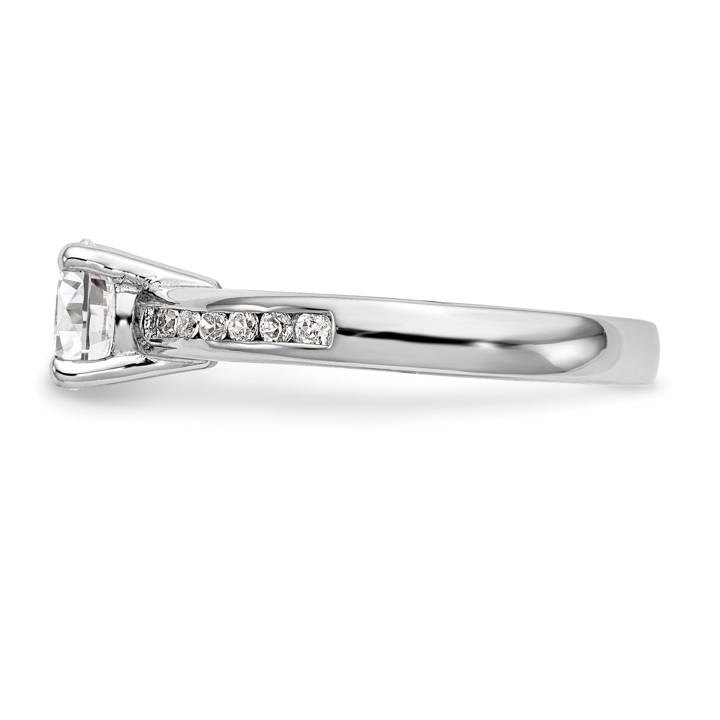 14k White Gold 1/4 Ct. Lab Grown Diamond VS/SI+ G+ 1 Ct. Center Round Channel Set Shared Prong Engagement Ring