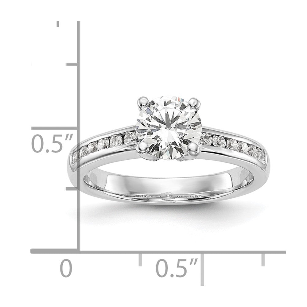 14k White Gold 1/4 Ct. Lab Grown Diamond VS/SI+ G+ 1 Ct. Center Round Channel Set Shared Prong Engagement Ring