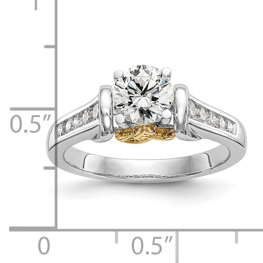 14K Two-Tone Lab Grown Diamond VS/SI FGH Peg Set Semi-mount Engagement Ring