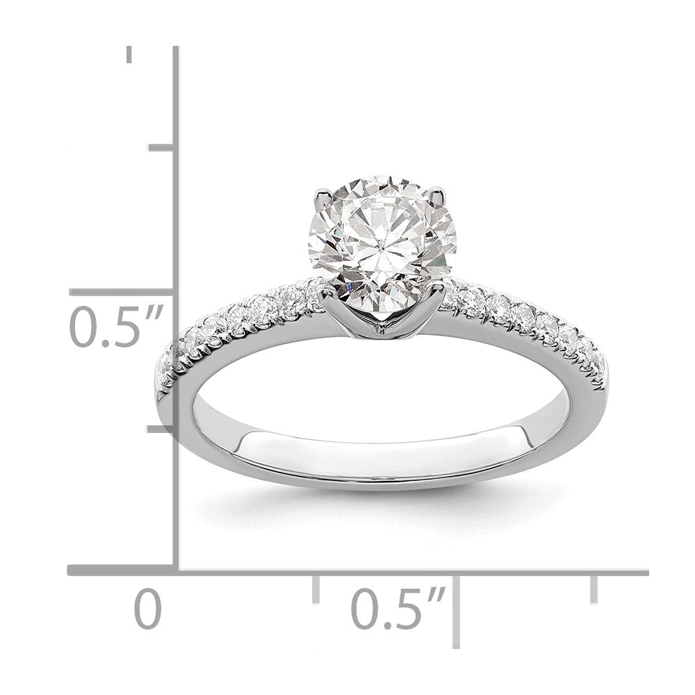 14K White Gold True Origin 1/5 Carat Lab Grown Diamond Vs D E F Semi Mount Round Engagement Ring