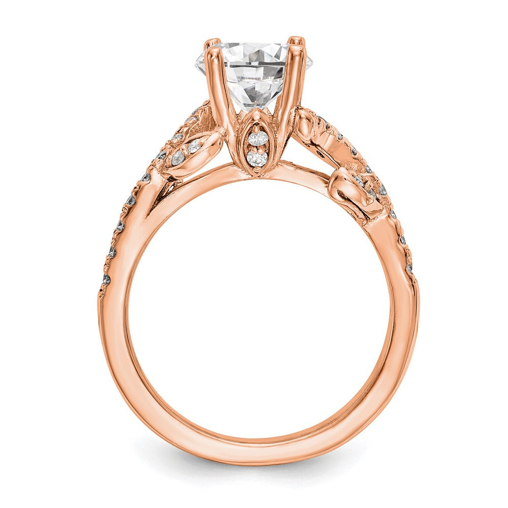 14k Rose Gold 3/8 Ct. Lab Grown Diamond VS/SI+ G+ 3/4 Ct. Center Round Channel Set Shared Prong Engagement Ring