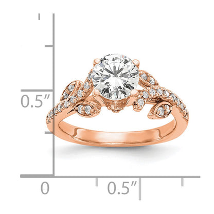14k Rose Gold 3/8 Ct. Lab Grown Diamond VS/SI+ G+ 3/4 Ct. Center Round Channel Set Shared Prong Engagement Ring