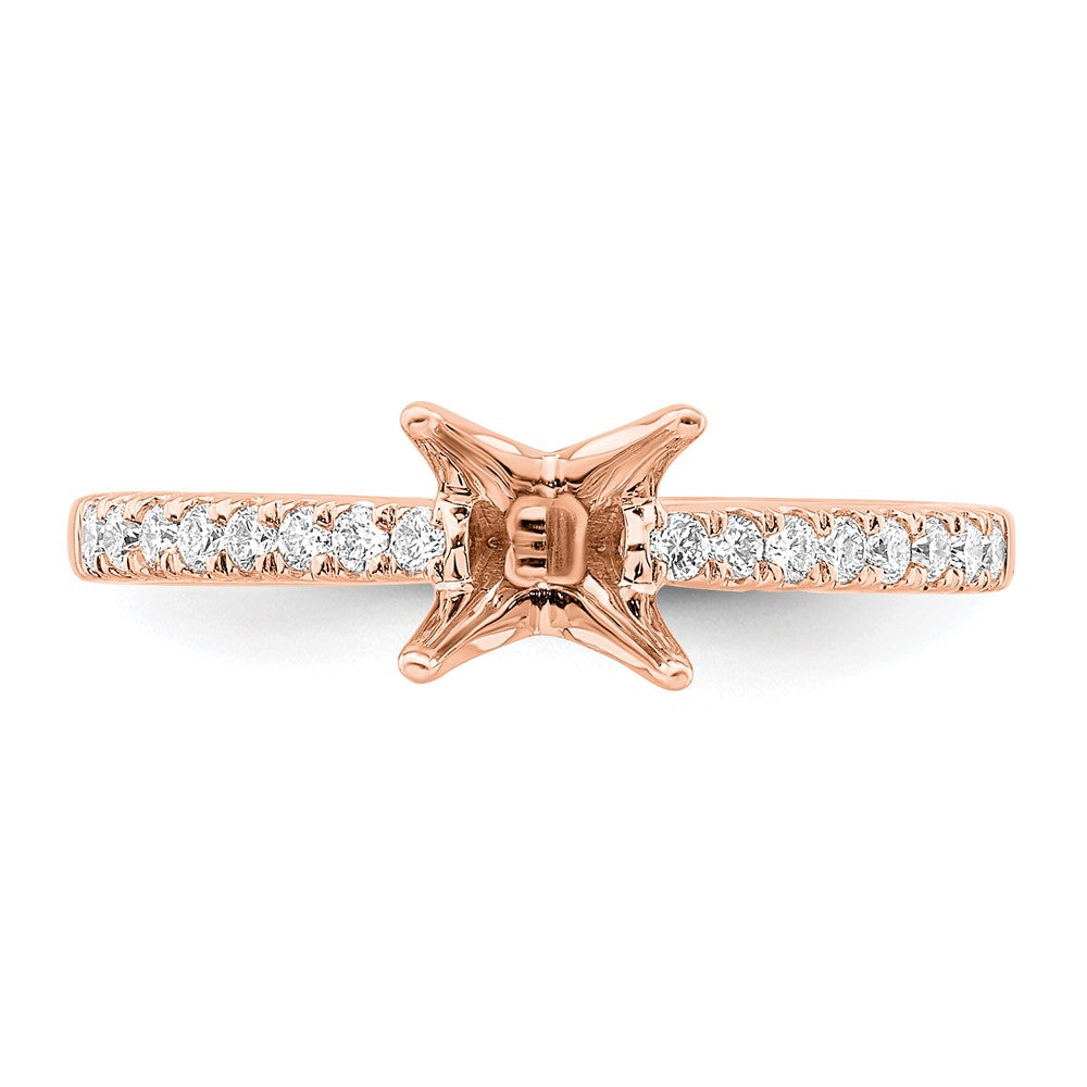 14K Rose Gold True Origin 1/6 Carat Lab Grown Diamond Vs D E F Semi Mount Princess Engagement Ring
