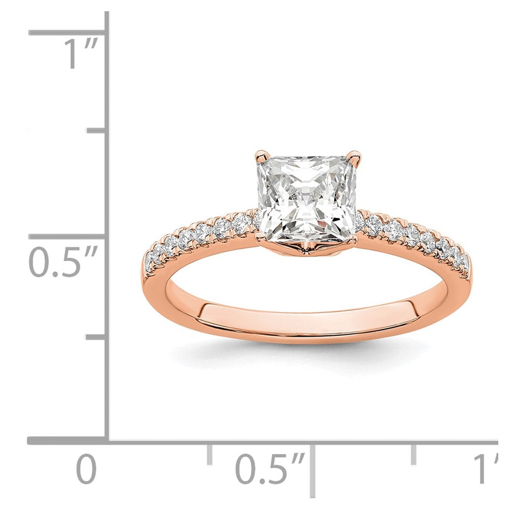 14K Rose Gold True Origin 1/6 Carat Lab Grown Diamond Vs D E F Semi Mount Princess Engagement Ring