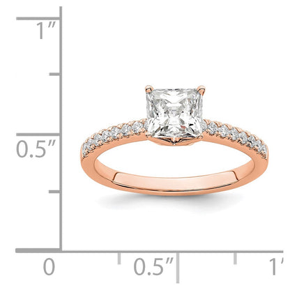 14K Rose Gold True Origin 1/6 Carat Lab Grown Diamond Vs D E F Semi Mount Princess Engagement Ring