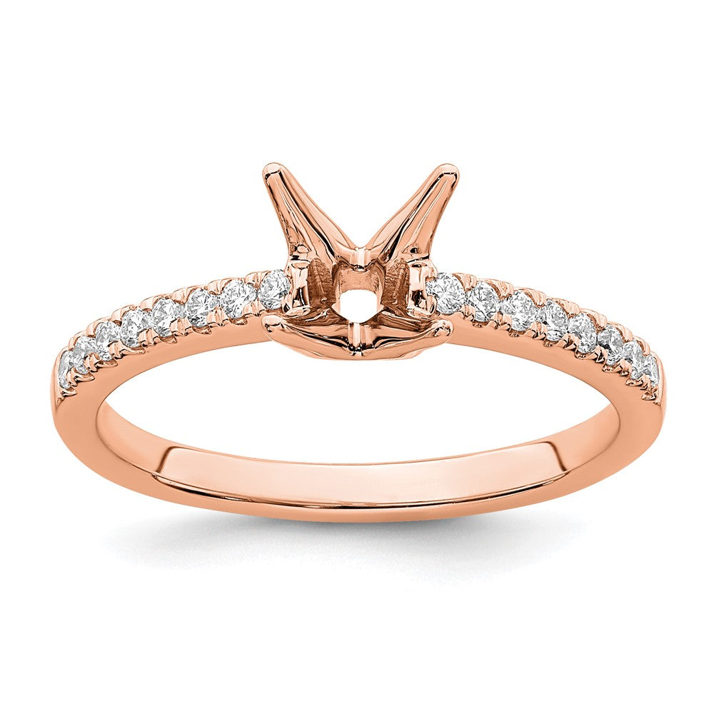 14K Rose Gold True Origin 1/6 Carat Lab Grown Diamond Vs D E F Semi Mount Princess Engagement Ring