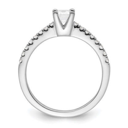 14K White Gold True Origin 1/5 Carat Lab Grown Diamond Vs D E F Semi Mount Emerald Engagement Ring