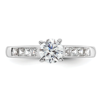 14K White Gold Peg Set 3/8 Carat Channel Princess Diamond Semi Mount Engagement Ring