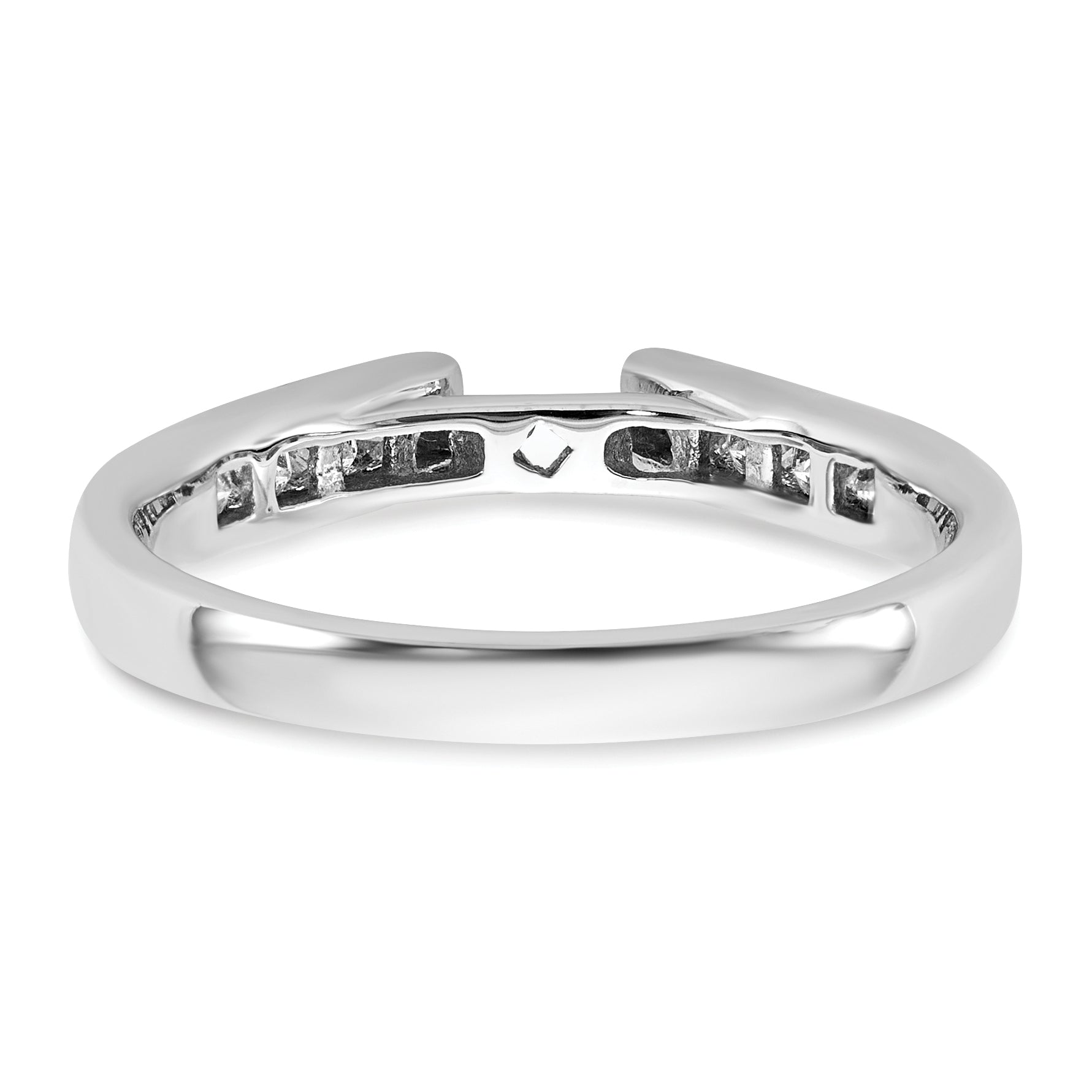 14K White Gold Peg Set 3/8 Carat Channel Princess Diamond Semi Mount Engagement Ring