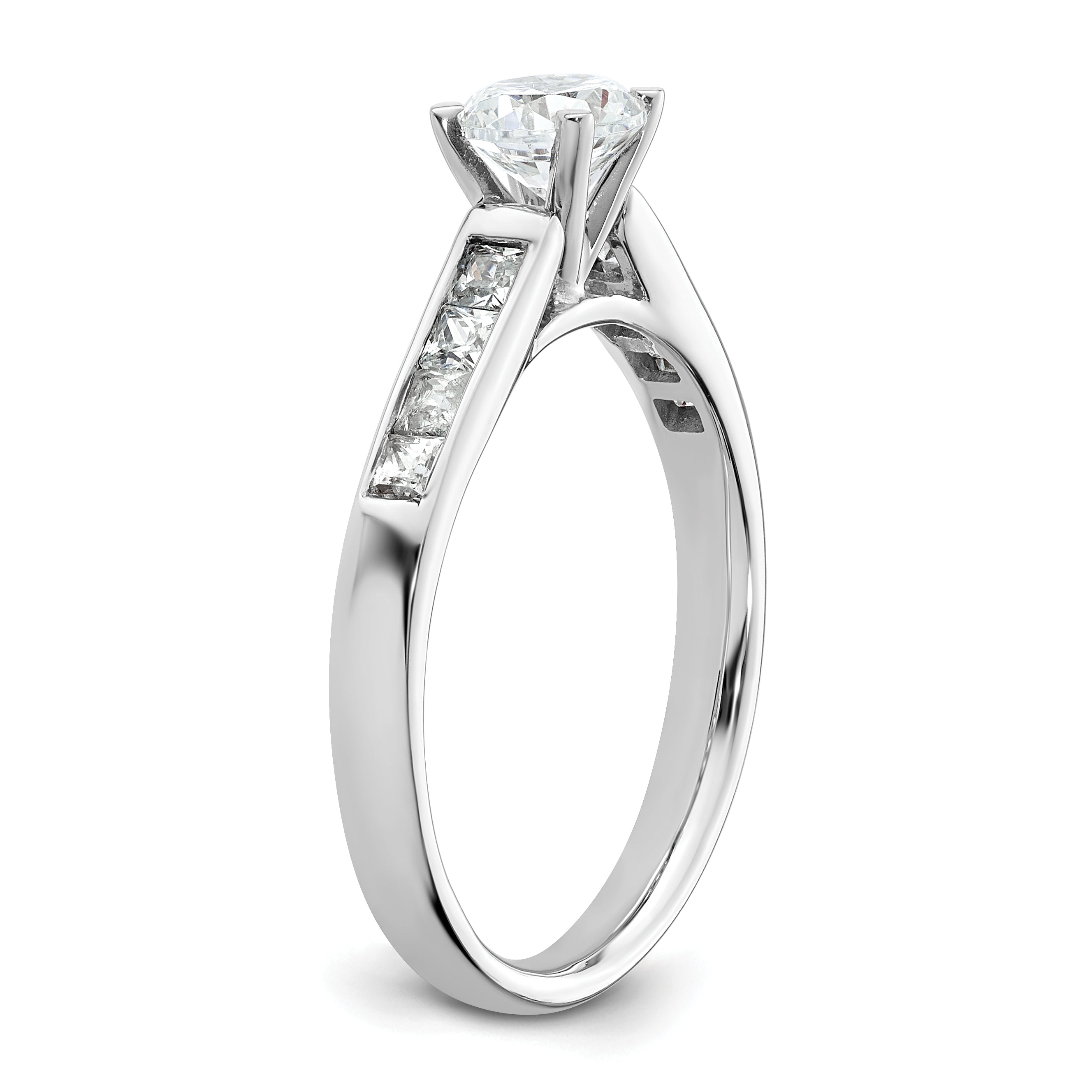 14K White Gold Peg Set 3/8 Carat Channel Princess Diamond Semi Mount Engagement Ring
