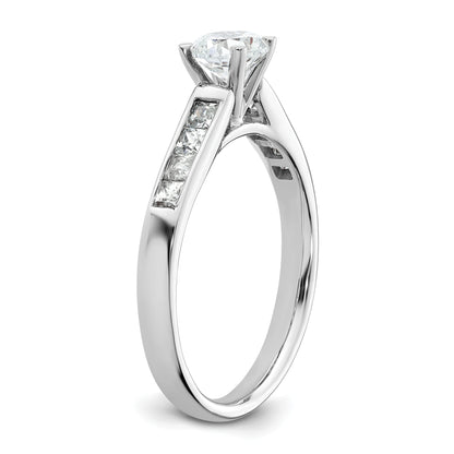 14K White Gold Peg Set 3/8 Carat Channel Princess Diamond Semi Mount Engagement Ring