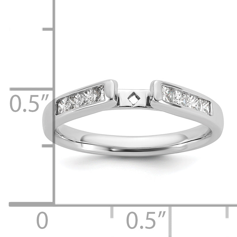 14K White Gold Peg Set 3/8 Carat Channel Princess Diamond Semi Mount Engagement Ring