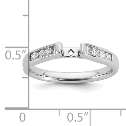 14K White Gold Peg Set 3/8 Carat Channel Princess Diamond Semi Mount Engagement Ring