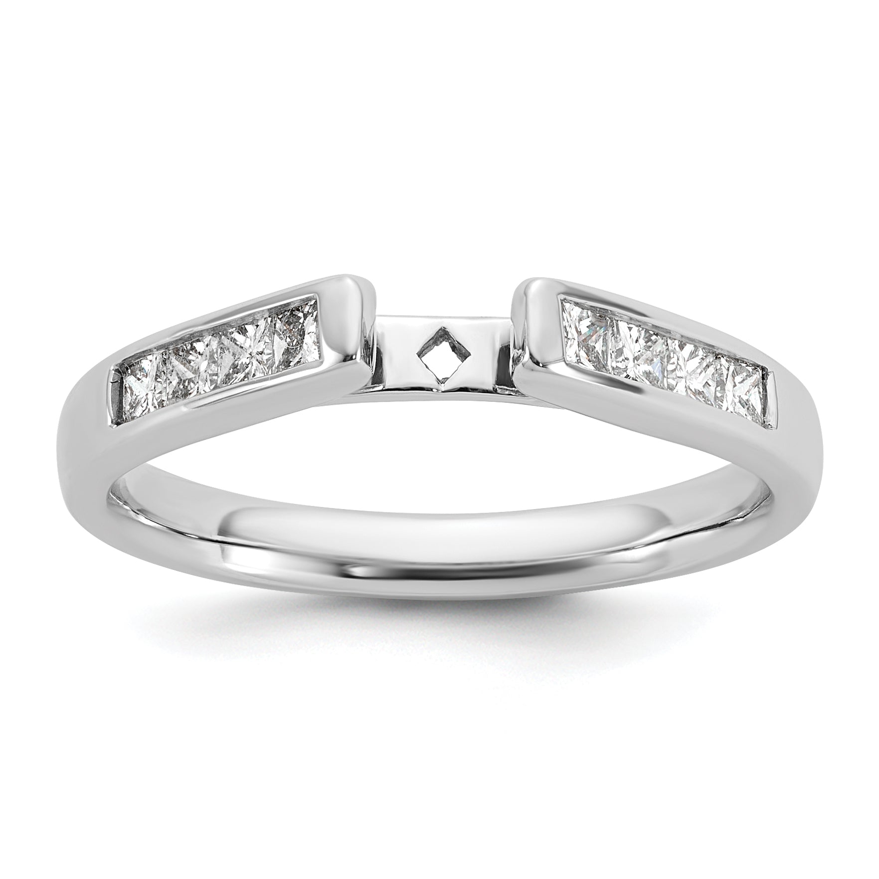 14K White Gold Peg Set 3/8 Carat Channel Princess Diamond Semi Mount Engagement Ring