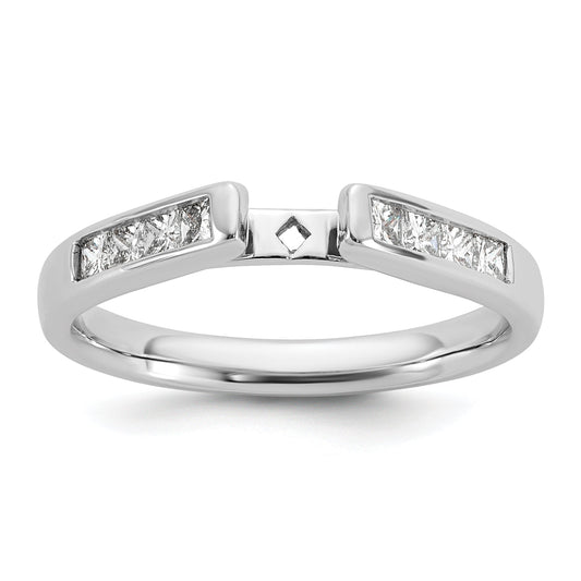 14K White Gold Peg Set 3/8 Carat Channel Princess Diamond Semi Mount Engagement Ring