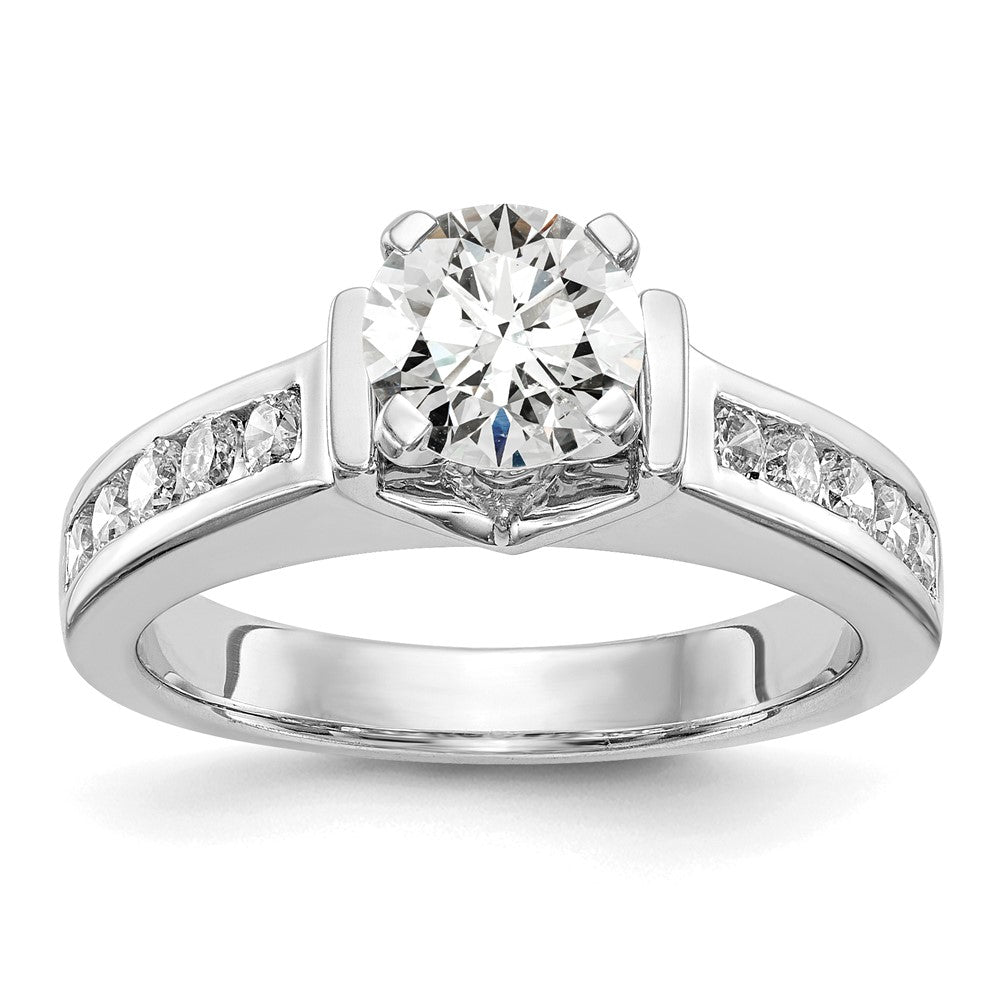 14K White Gold True Origin 1/2 Carat Lab Grown Diamond Vs D E F Semi Mount Peg Set Engagement Ring