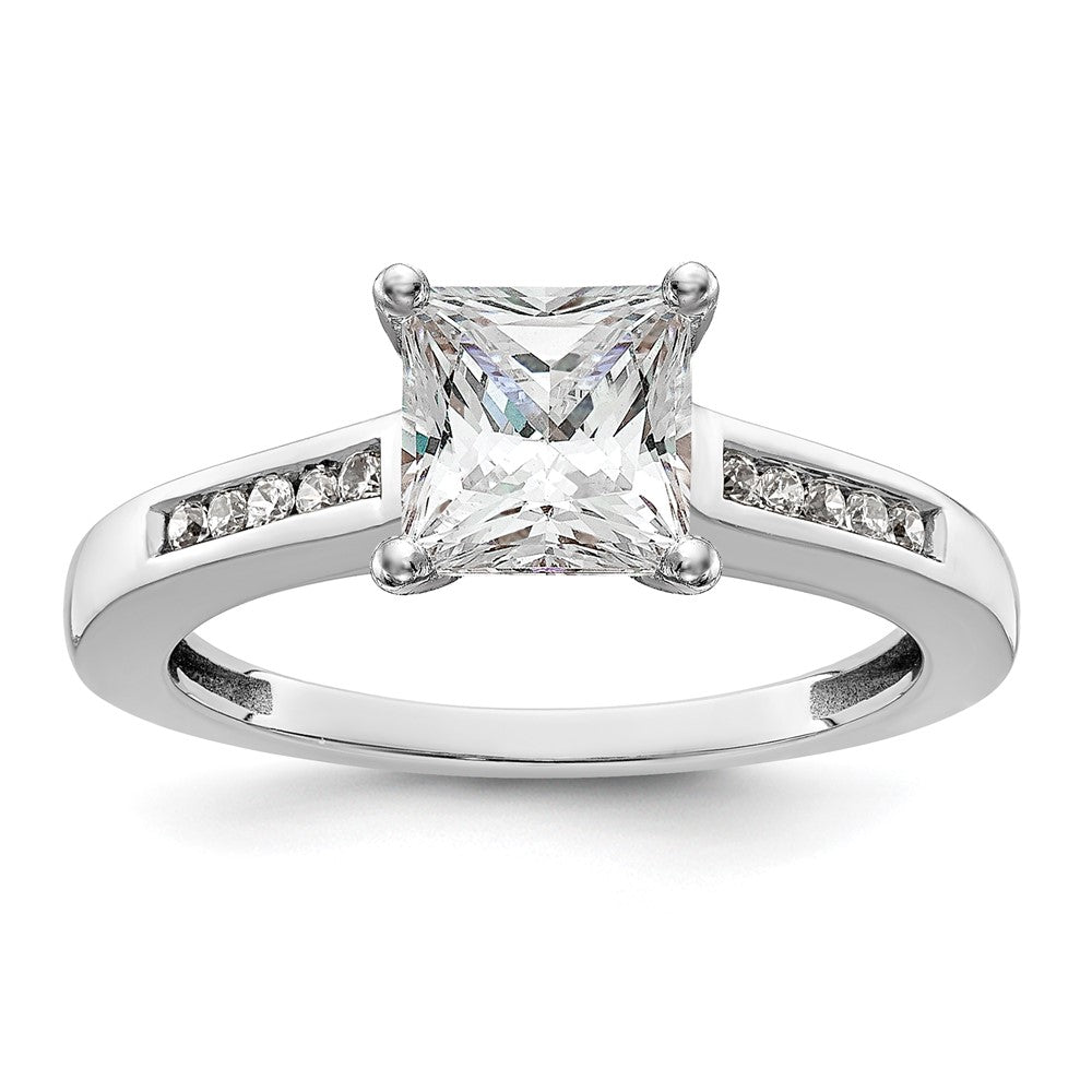 14K White Gold Peg Set 1/10 Carat Channel Diamond Semi Mount Engagement Ring