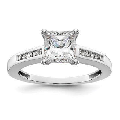 14K White Gold Peg Set 1/10 Carat Channel Diamond Semi Mount Engagement Ring