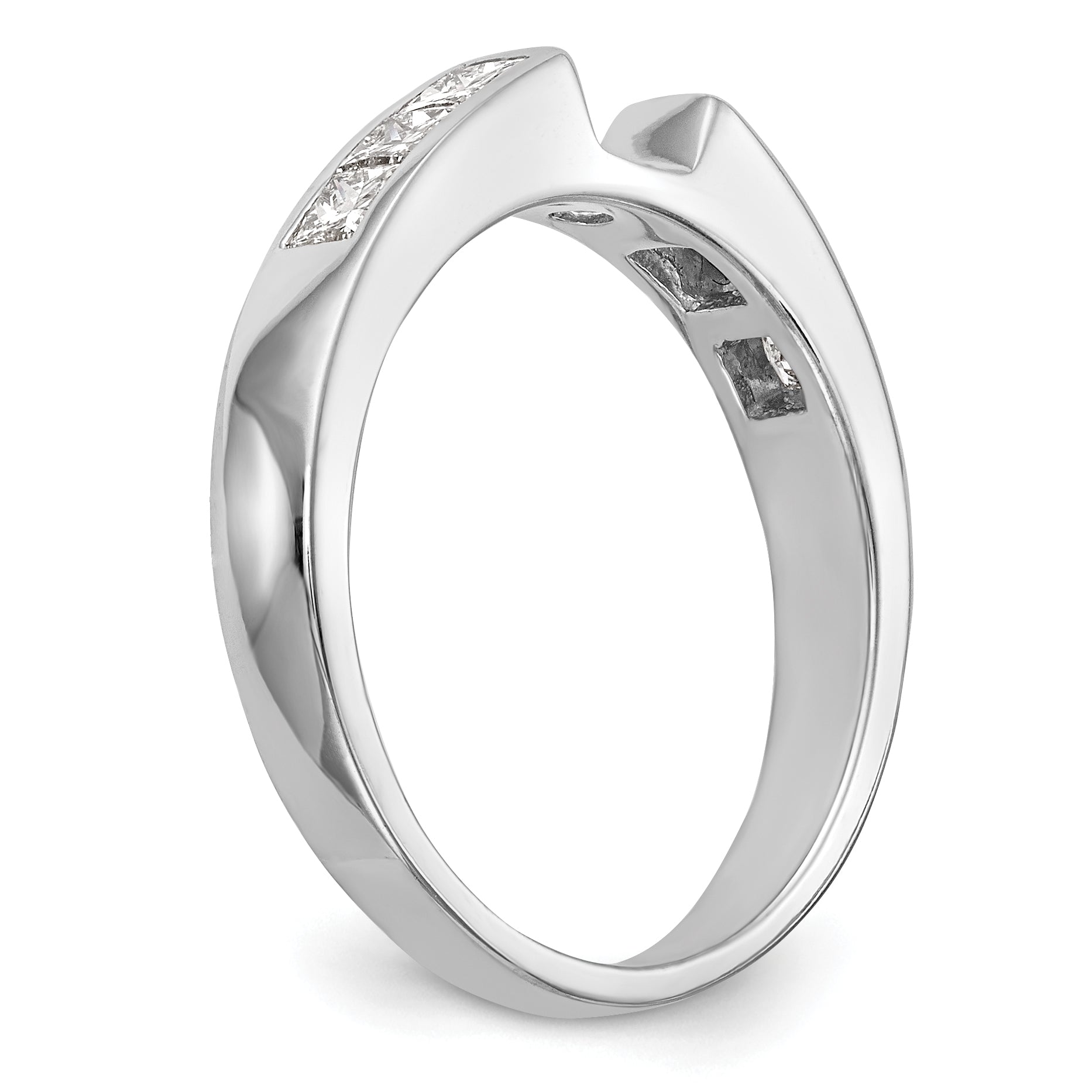 14K White Gold Peg Set 3/8 Carat Channel Princess Diamond Semi Mount Engagement Ring