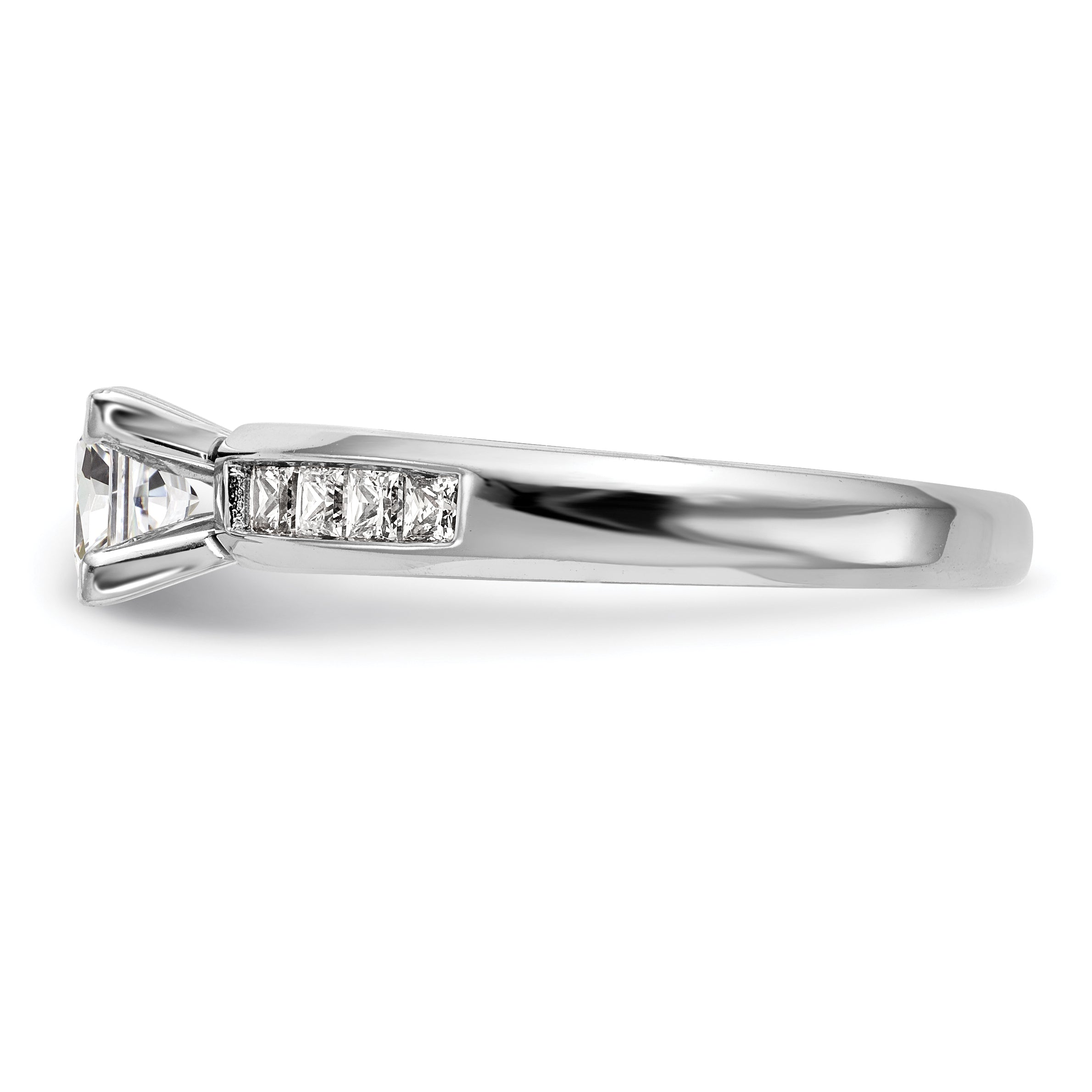 14K White Gold Peg Set 1/2 Carat Channel Princess Diamond Semi Mount Engagement Ring