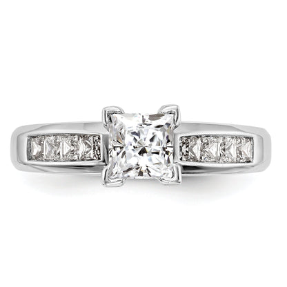 14K White Gold Peg Set 1/2 Carat Channel Princess Diamond Semi Mount Engagement Ring