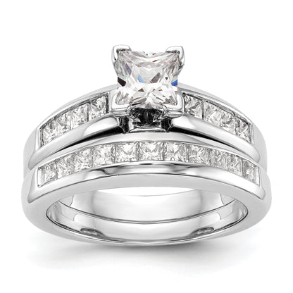 14K White Gold Peg Set 1/2 Carat Channel Princess Diamond Semi Mount Engagement Ring