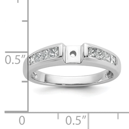 14K White Gold Peg Set 1/2 Carat Channel Princess Diamond Semi Mount Engagement Ring