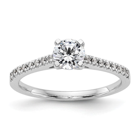 10K White Gold Peg Set 1/10 Carat Diamond Semi Mount Engagement Ring