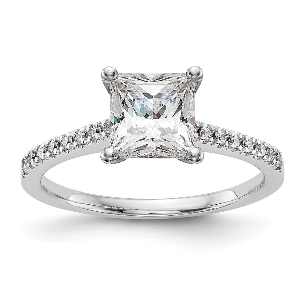 10K White Gold Peg Set 1/10 Carat Diamond Semi Mount Engagement Ring