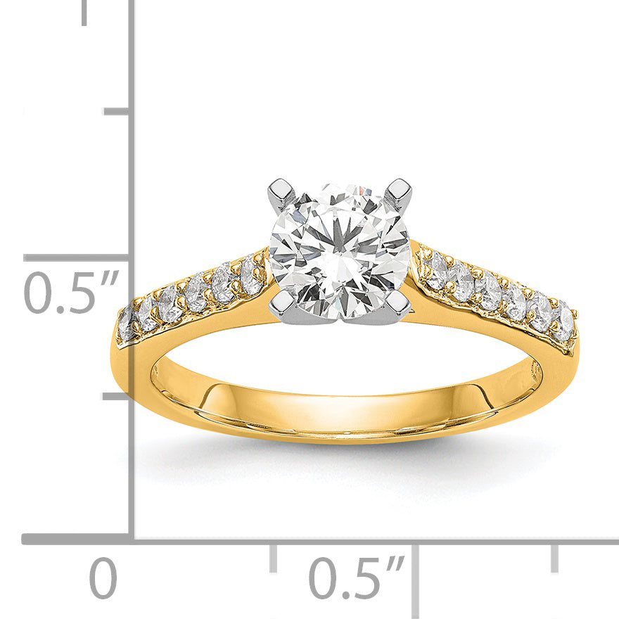 14k Yellow Gold Two Tone 1/4 Ct. Lab Grown Diamond VS/SI+ G+ Peg Set Engagement Ring