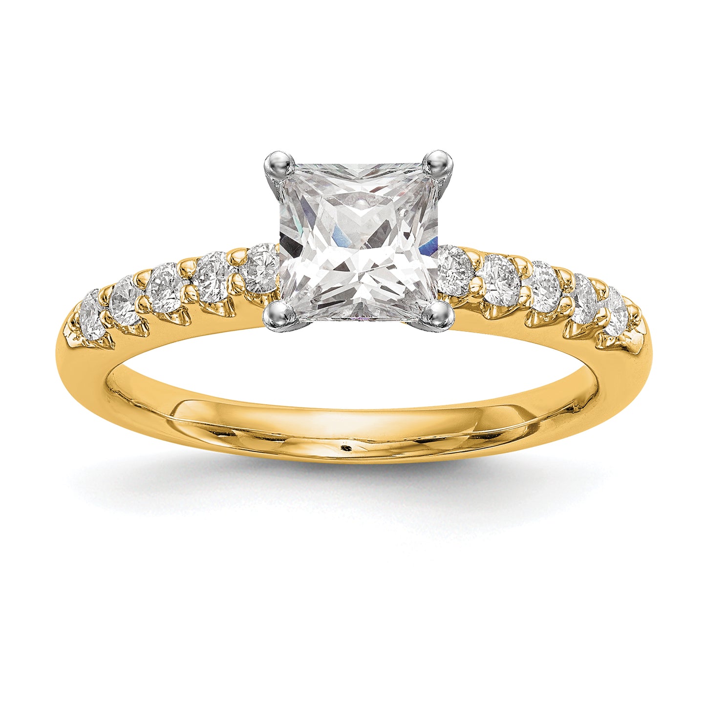 14k Yellow Gold Two Tone 1/4 Ct. Lab Grown Diamond VS/SI+ G+ Peg Set Engagement Ring