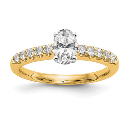 14k Yellow Gold Two Tone 1/4 Ct. Lab Grown Diamond VS/SI+ G+ Peg Set Engagement Ring