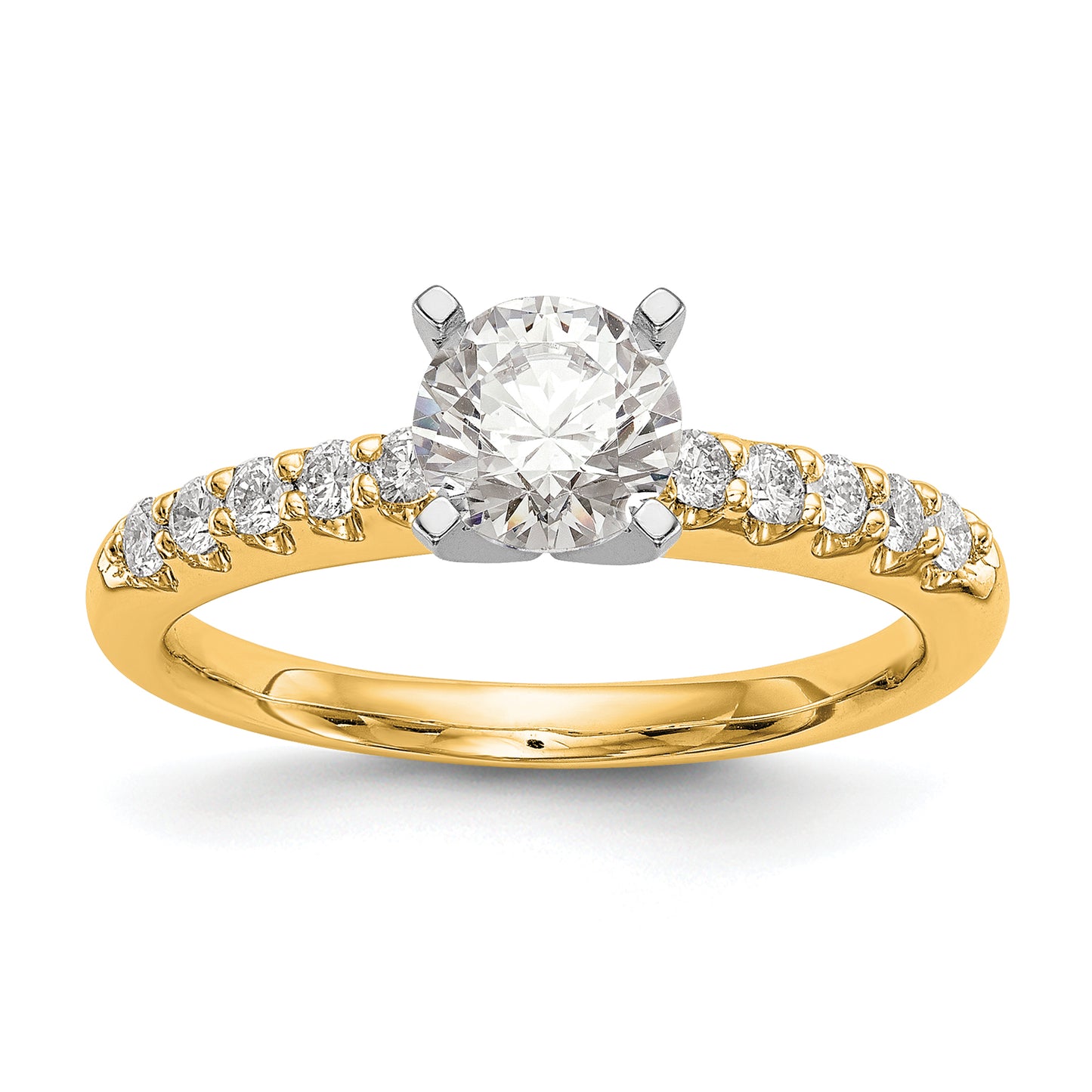 14k Yellow Gold Two Tone 1/4 Ct. Lab Grown Diamond VS/SI+ G+ Peg Set Engagement Ring