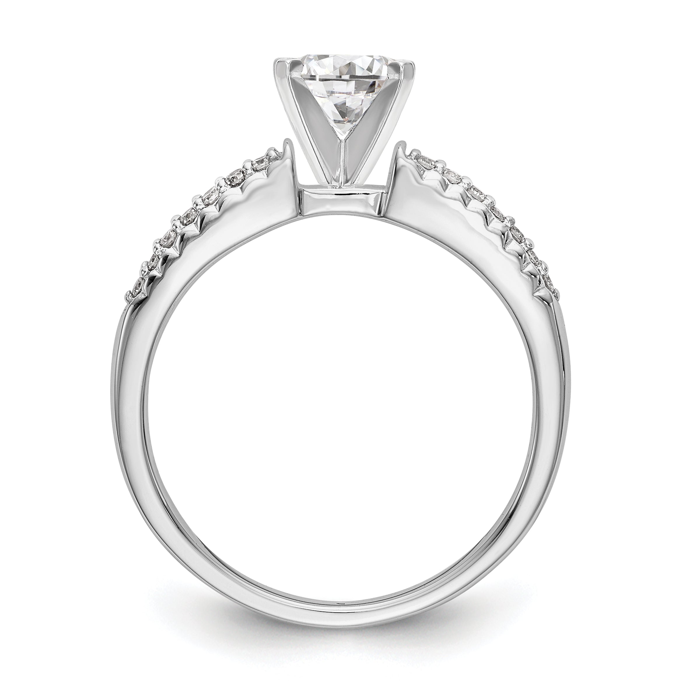 10K White Gold Diamond Peg Set Semi Mount Engagement Ring