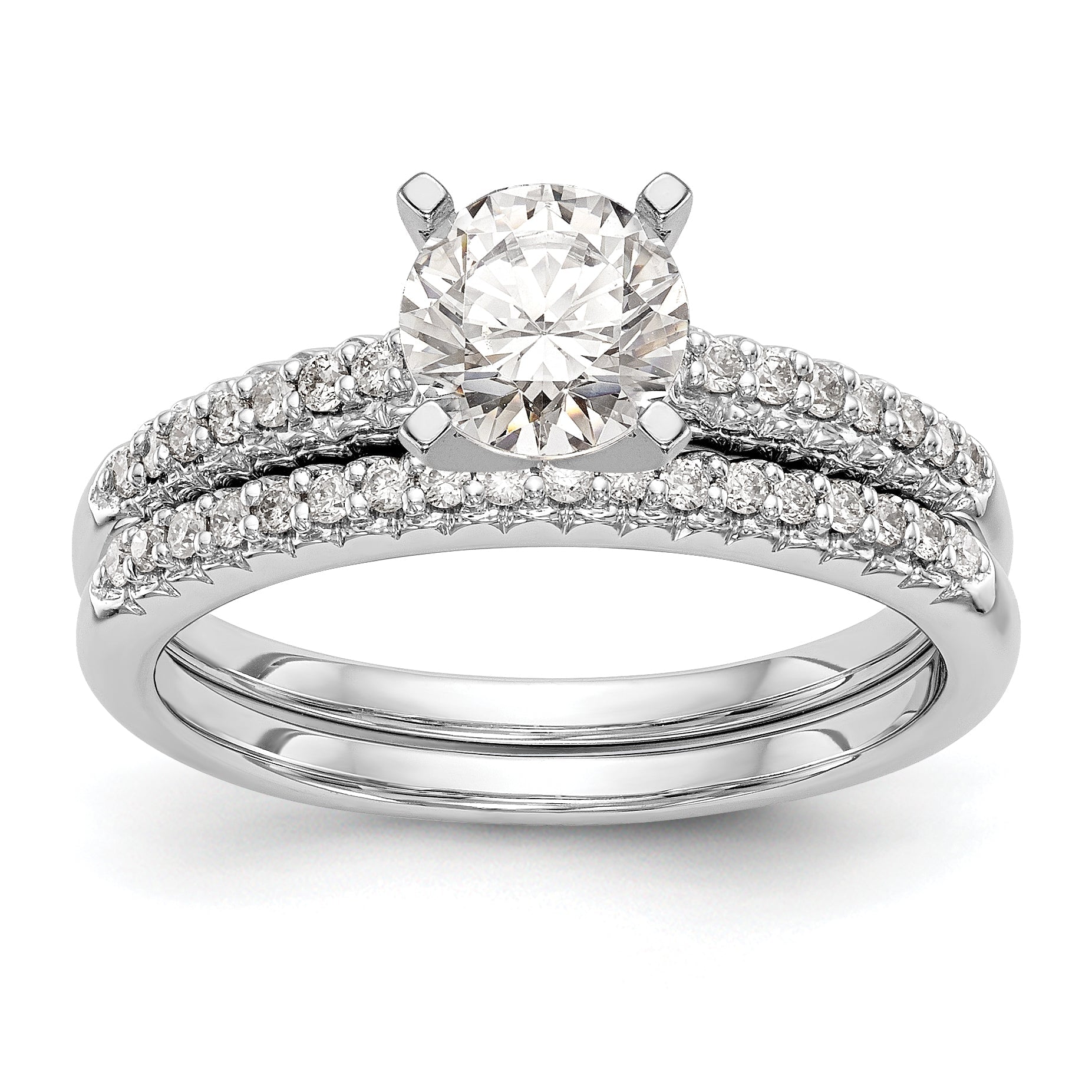 10K White Gold Diamond Peg Set Semi Mount Engagement Ring