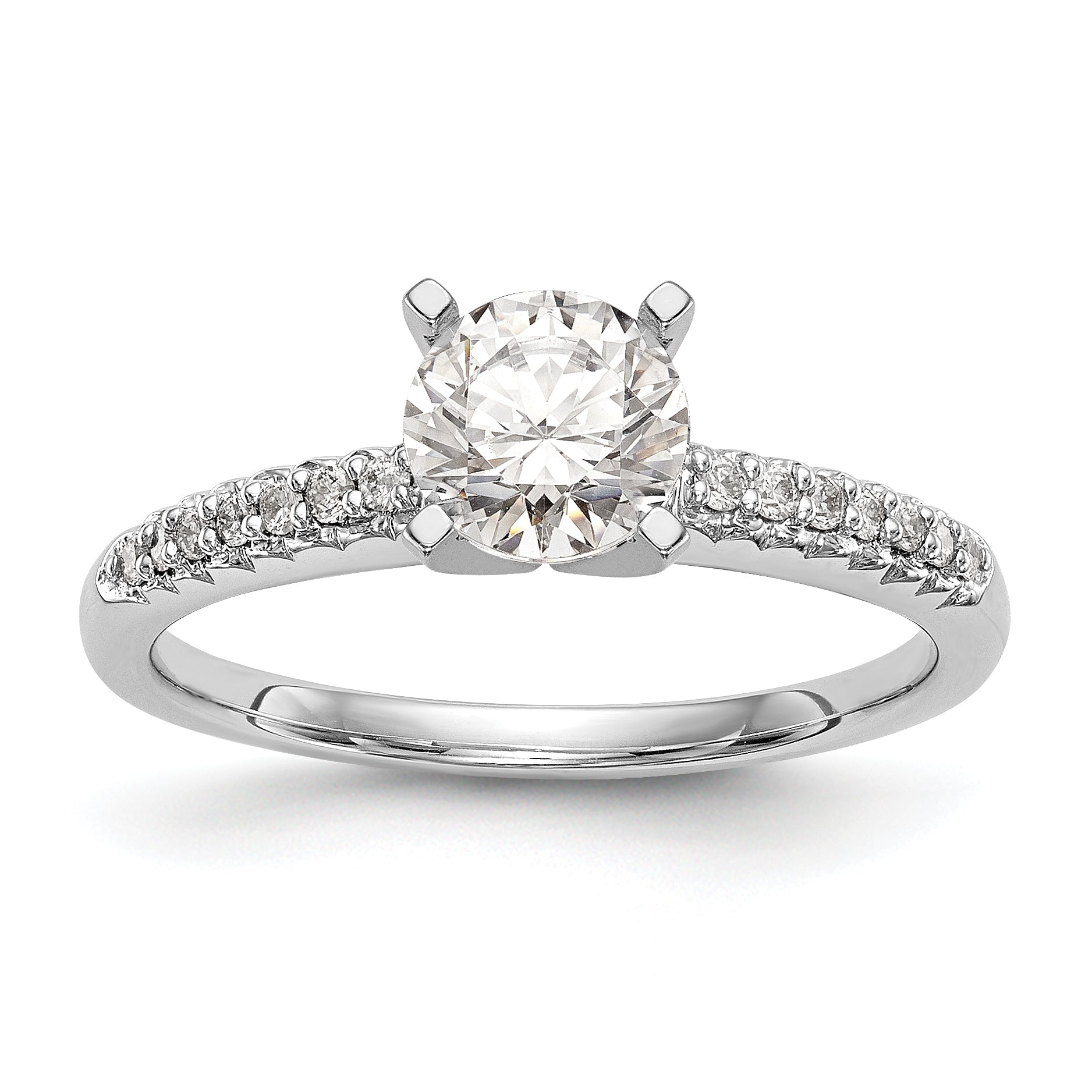 10K White Gold Diamond Peg Set Semi Mount Engagement Ring
