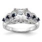 14k White Gold 1/4 Ct. Lab Grown Diamond VS/SI+ G+ and Lab Created Blue Sapphire Peg Set Engagement Ring