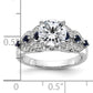 14k White Gold 1/4 Ct. Lab Grown Diamond VS/SI+ G+ and Lab Created Blue Sapphire Peg Set Engagement Ring