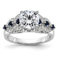 14k White Gold 1/4 Ct. Lab Grown Diamond VS/SI+ G+ and Lab Created Blue Sapphire Peg Set Engagement Ring